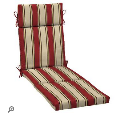 Wide Chili Stripe Outdoor Chaise Lounge Cushion